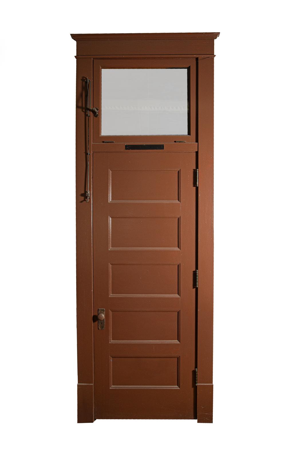 Solid Oak Panel Door with Transom - Painted