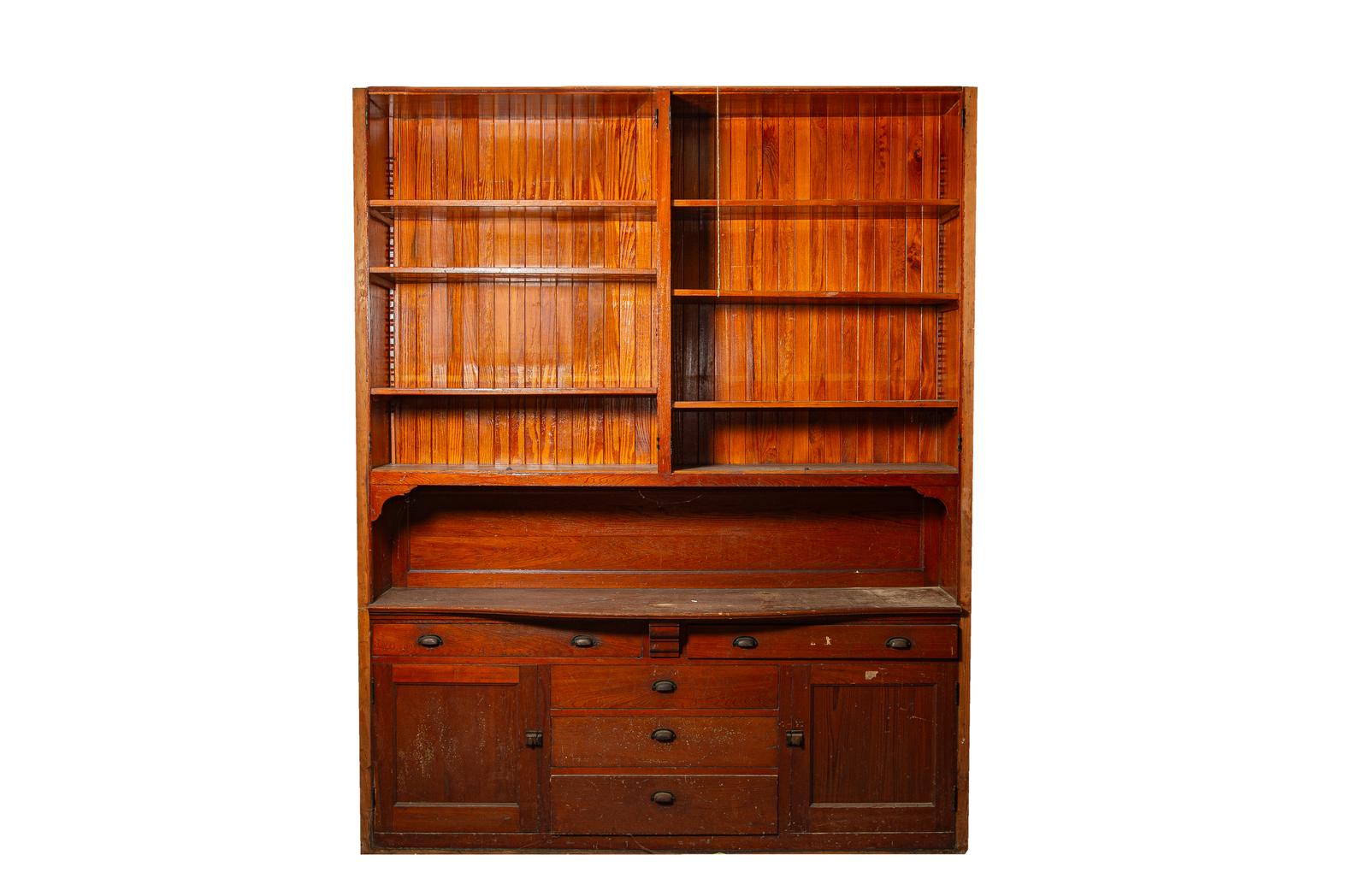 Antique Oak Custom Book Case and Cabinet