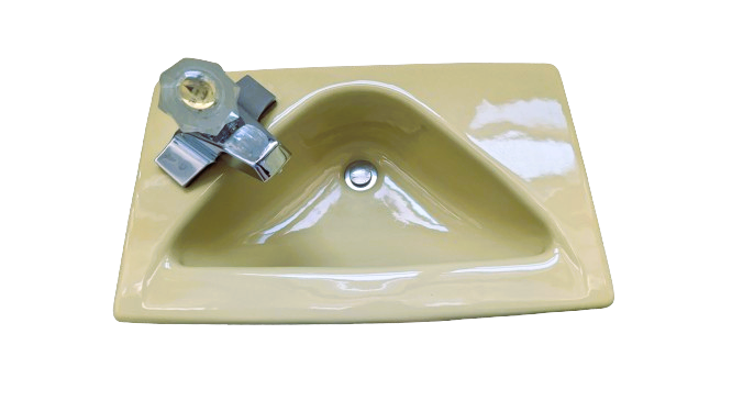 Vintage Yellow Enameled Cast Iron Hand Sink