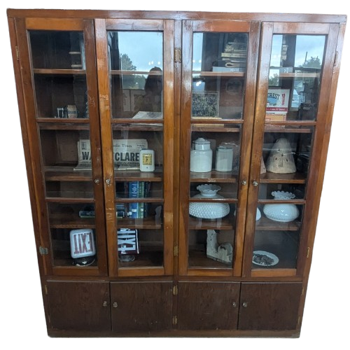 Pine Bookcase w/ Glass Doors